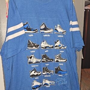 Blue Graphic T-Shirt with Sneaker Print 4xl Retro Kicks